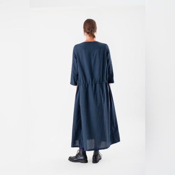 NWT Bergfabel Mara Midi Dress 44 in Deep Blue Italian Made Designer Large - Picture 2 of 12